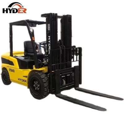 Hyder 4 Ton Industrial Transmission Diesel Forklift Truck with Pneumatic Tires in Red