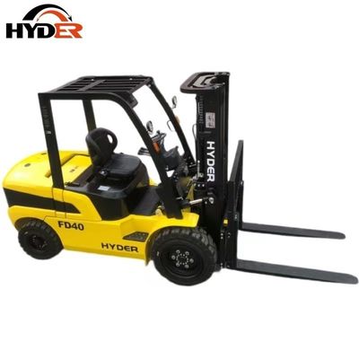 Hyder 4 Ton Industrial Transmission Diesel Forklift Truck with Pneumatic Tires in Red
